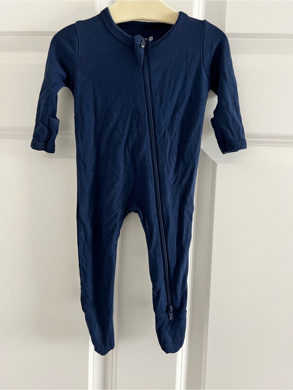 Kyte BABY Navy Zip Front Footed One-Piece
